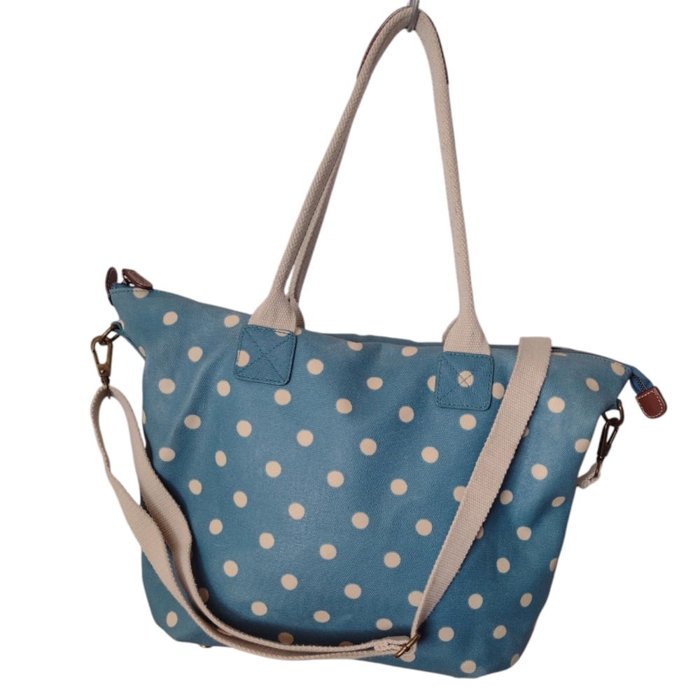 Cath Kidston Polka Dot Tote Bag Blue and Natural